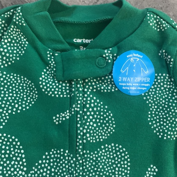 Carter's - Shamrock Print Footed Pajamas Onesie - 2 Way Zipper - 3 Months - NWT - Picture 3 of 16